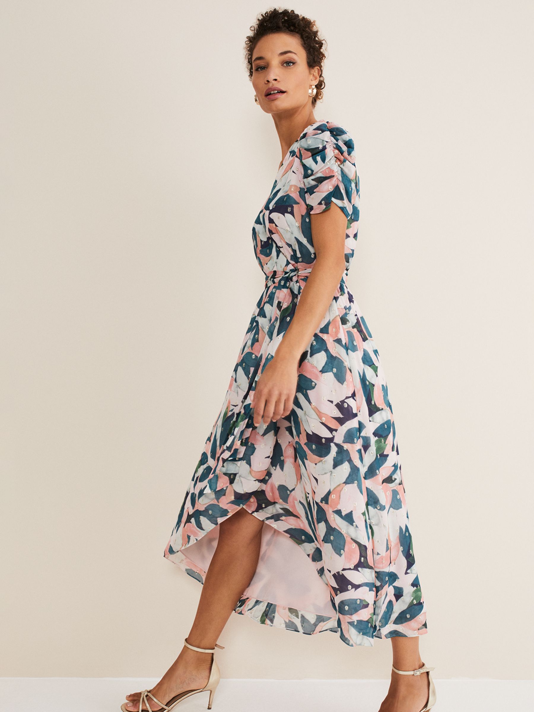 Phase Eight Averie Floral Print Midi Dress, Multi at John Lewis & Partners