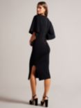 Ted Baker Lounia Fluted Sleeve Knitted Bodycon Midi Dress, Black