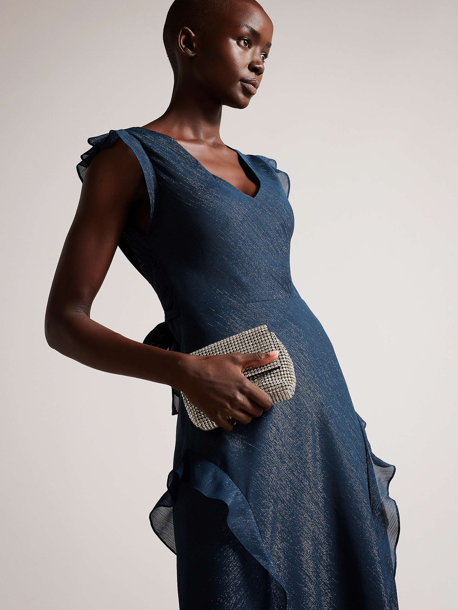 Buy Ted Baker Laurae Bias Cut Maxi Dress, Dark Blue Online at johnlewis.com