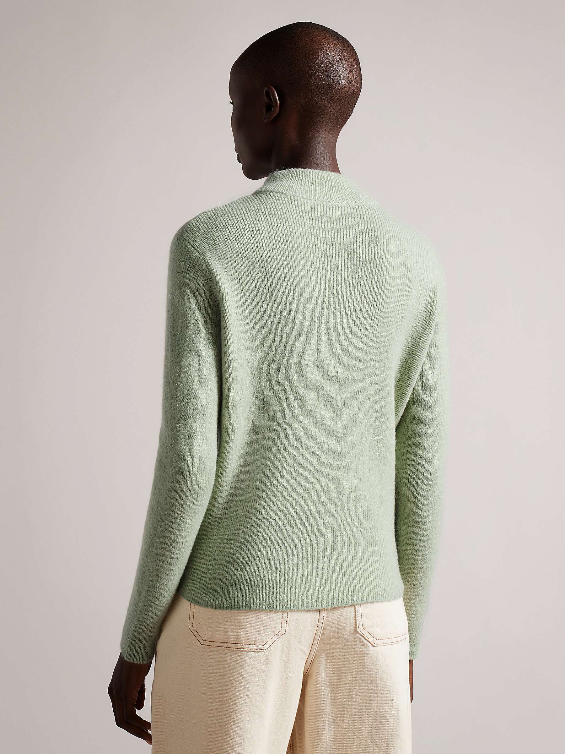Buy Ted Baker Veolaa Mohair Wool Blend Cable Knit Jumper, Light Green Online at johnlewis.com
