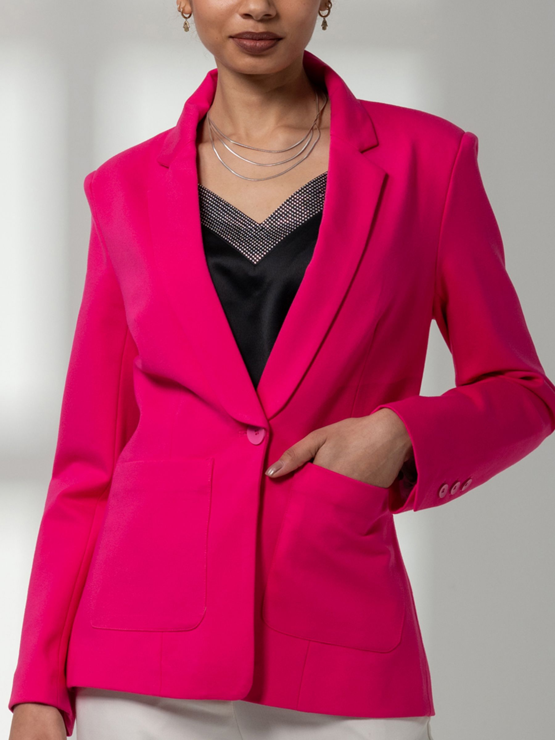 Jolie Moi Baylin Tailored Blazer, Hot Pink at John Lewis & Partners