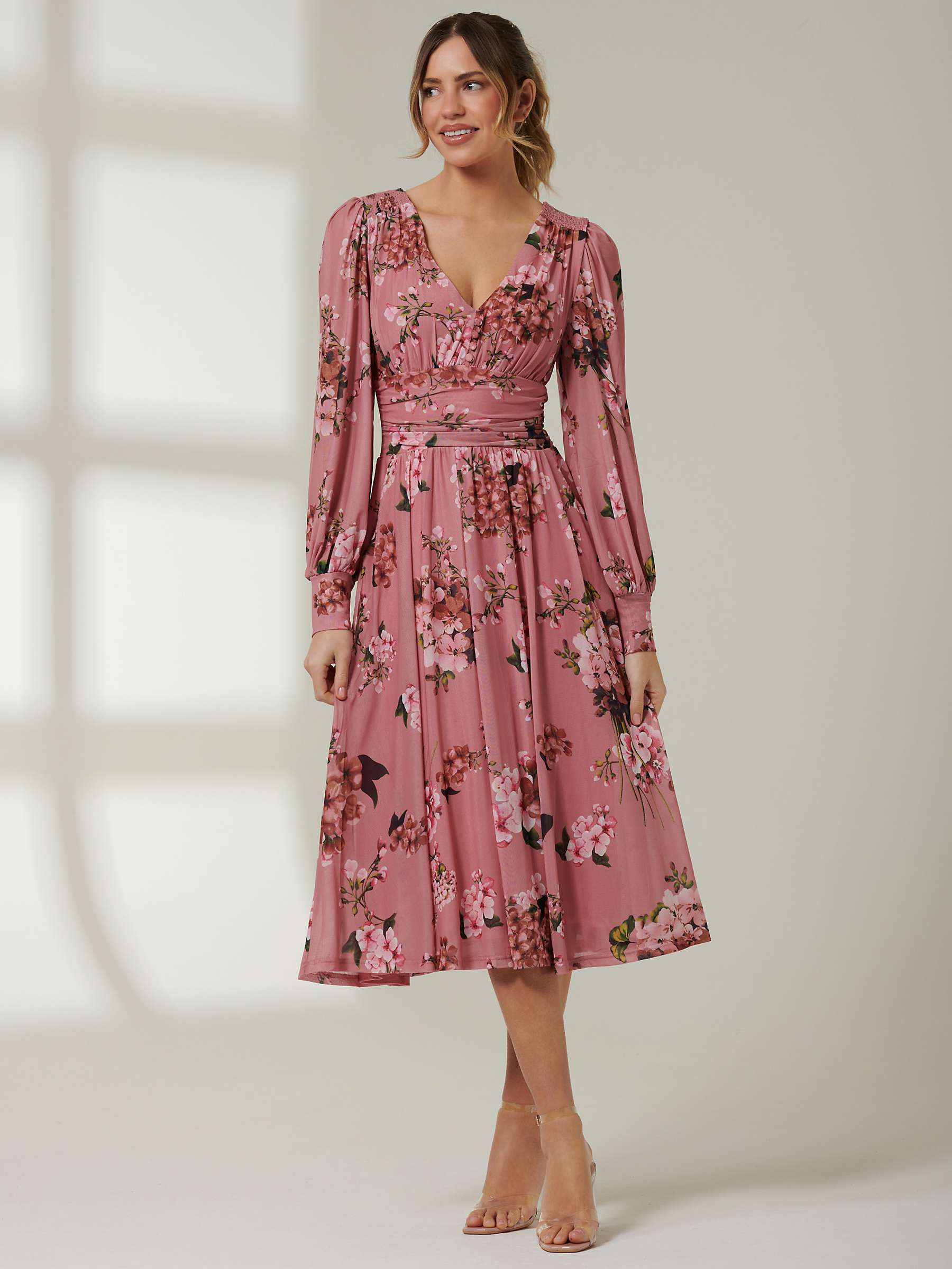 Buy Jolie Moi Phoebe Long Sleeve Mesh Knee Length Dress Online at johnlewis.com