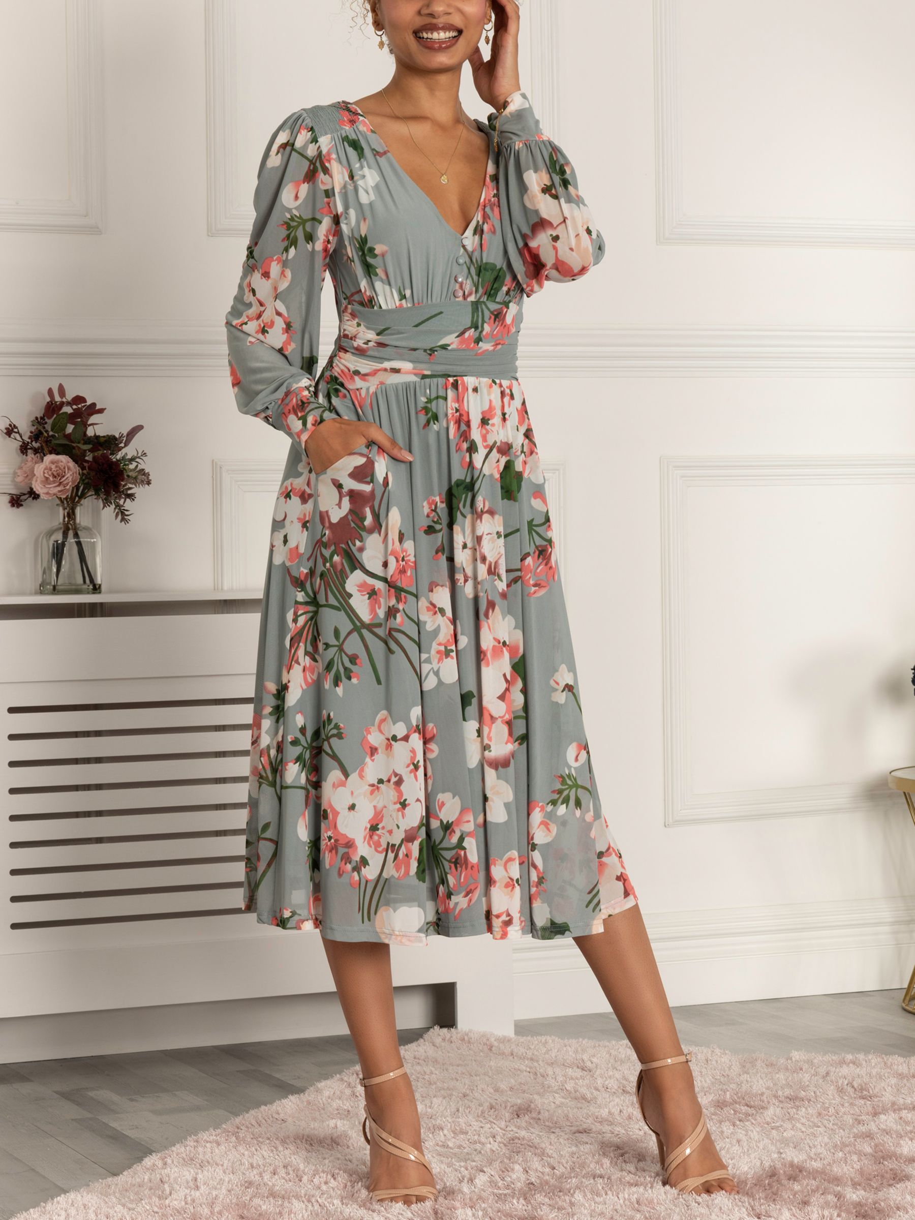 Buy Jolie Moi Gianna Long Sleeve Mesh Midi Dress Online at johnlewis.com