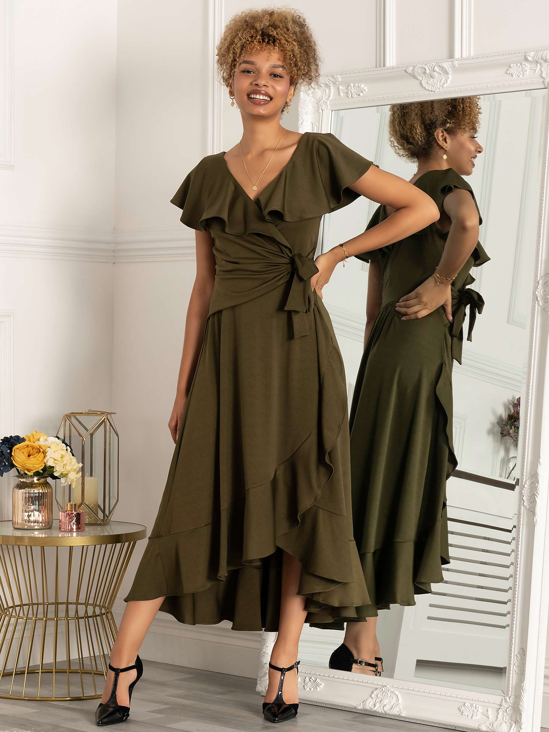 Buy Jolie Moi Priya Frill Dipped Hem Midi Dress Online at johnlewis.com