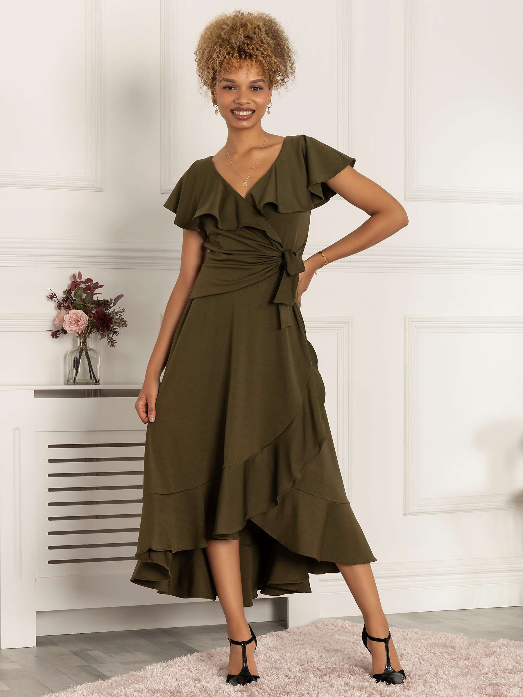 Buy Jolie Moi Priya Frill Dipped Hem Midi Dress Online at johnlewis.com