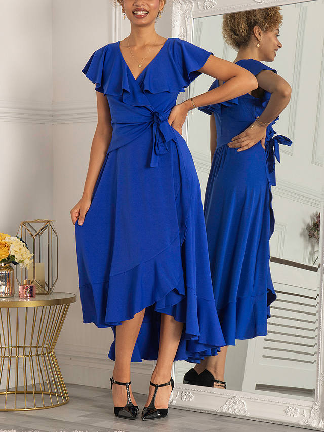 Jolie Moi Priya Frill Dipped Hem Midi Dress, Royal Blue at John Lewis ...