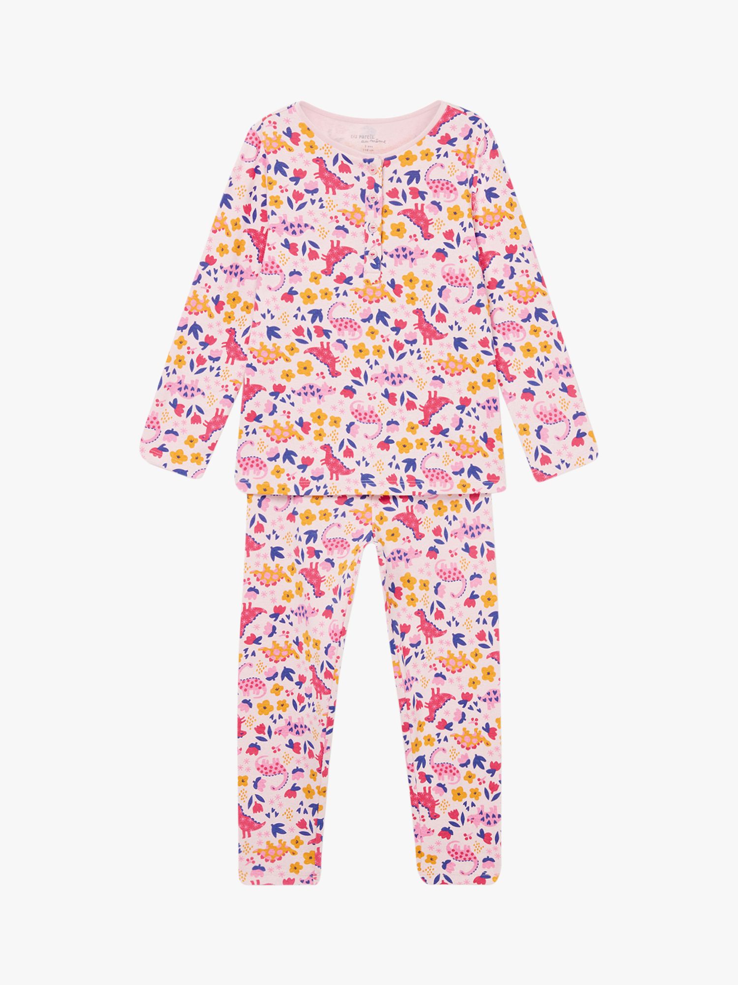 Du Pareil au même Kids' Dinosaur Print Pyjama Set, Pink/Multi, 2 years
