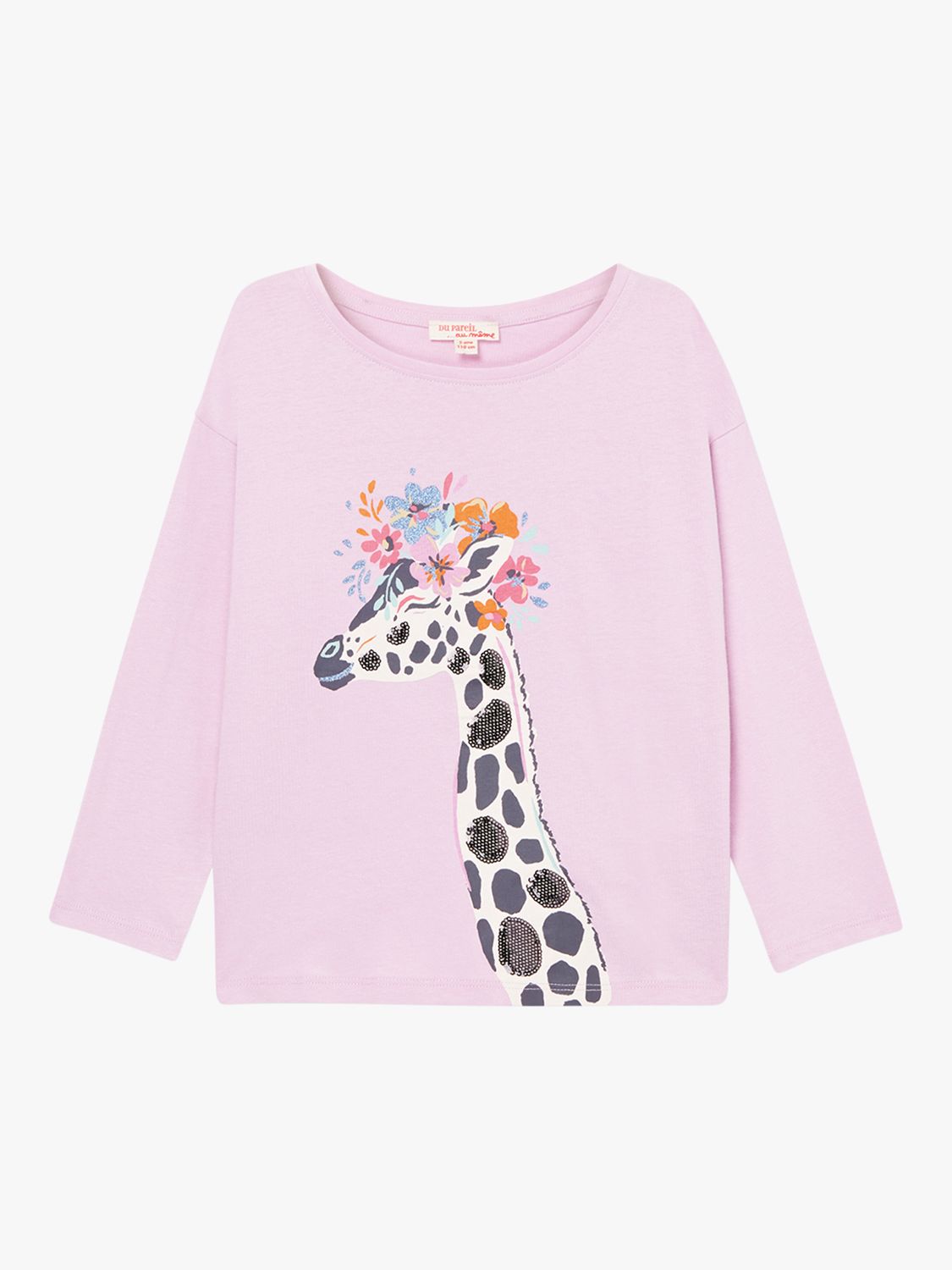 Du Pareil au même Kids' Giraffe Print Long Sleeve T-Shirt, Parma