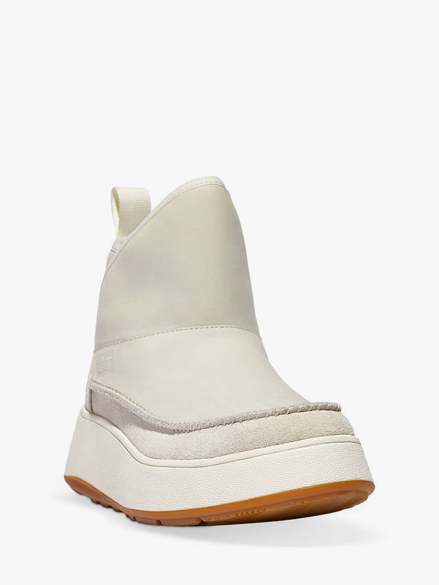 FitFlop Flatform Leather Ankle Boots, Ivory