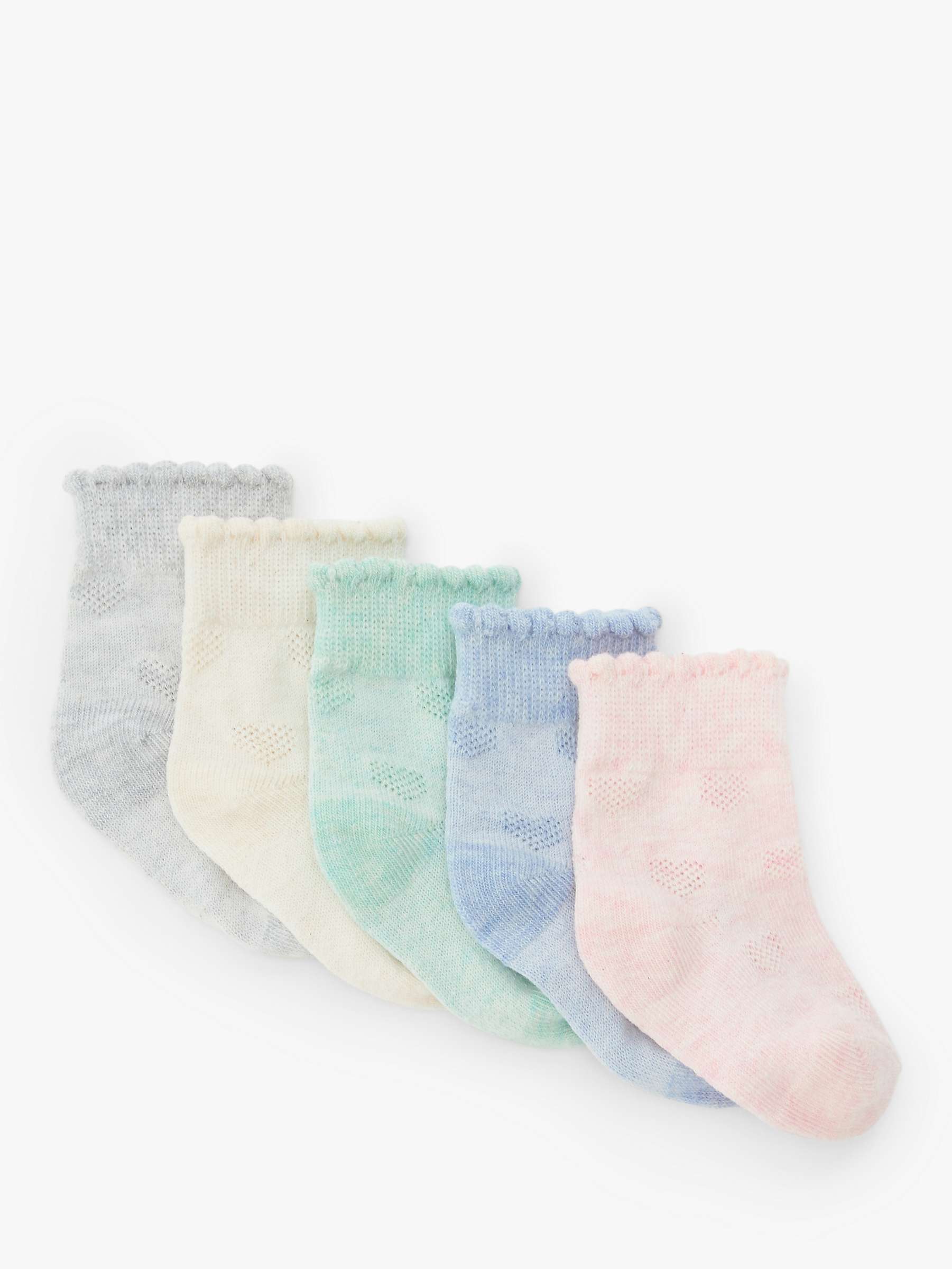 Buy John Lewis Baby Pretty Heart Embroidered Organic Cotton Blend Socks, Pack of 5, Multi Online at johnlewis.com