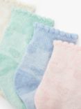 John Lewis Baby Pretty Heart Embroidered Organic Cotton Blend Socks, Pack of 5, Multi