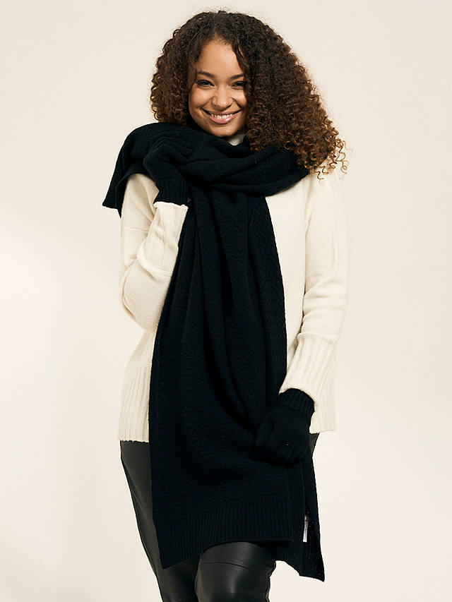 Truly Cashmere Knitted Scarf, Black