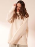Truly Oversized Roll Neck Mohair Wool Blend Jumper, Cream