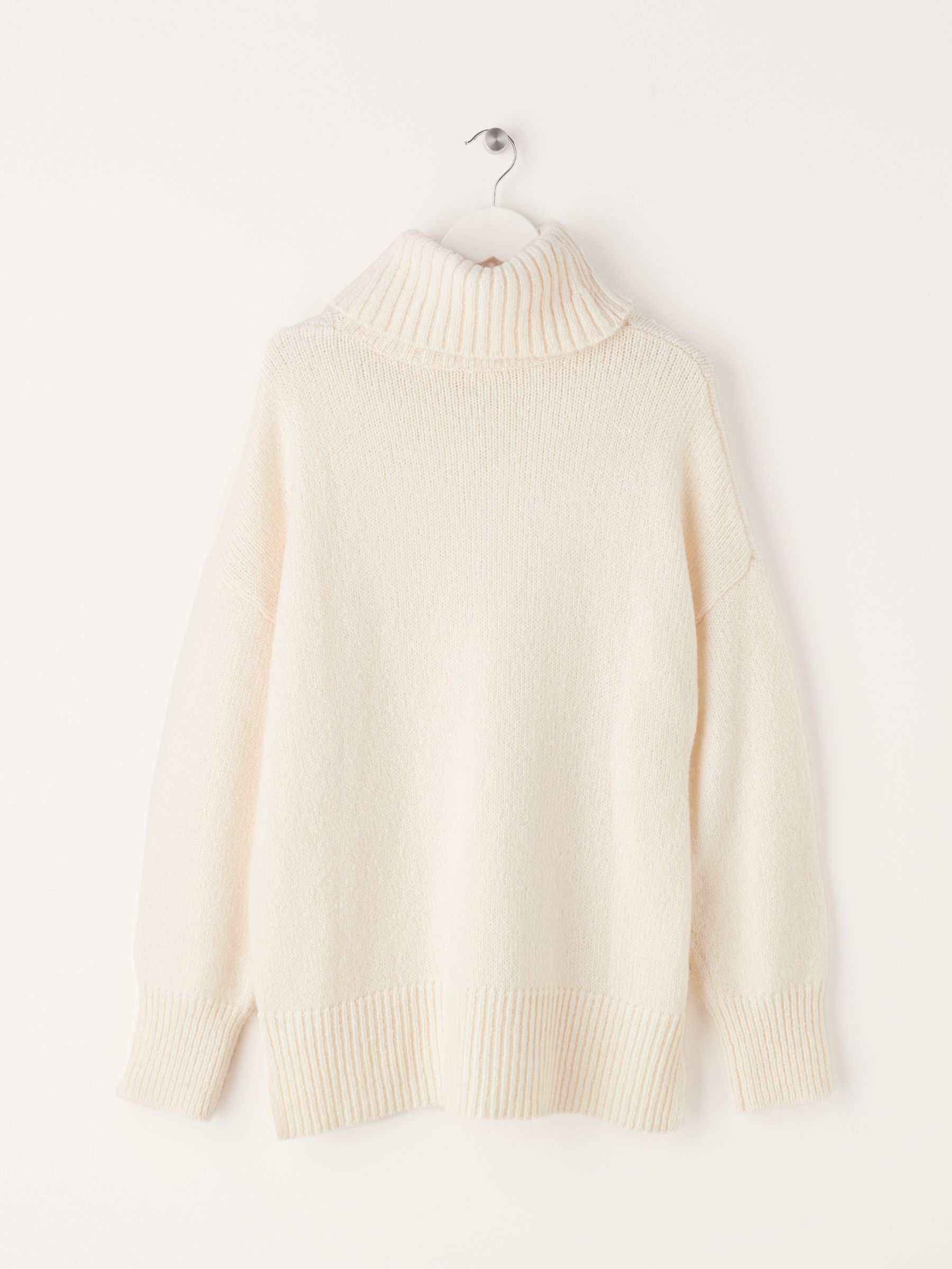 Truly Oversized Roll Neck Mohair Wool Blend Jumper, Cream at John Lewis ...