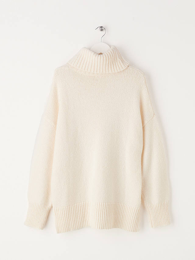 Truly Oversized Roll Neck Mohair Wool Blend Jumper, Cream