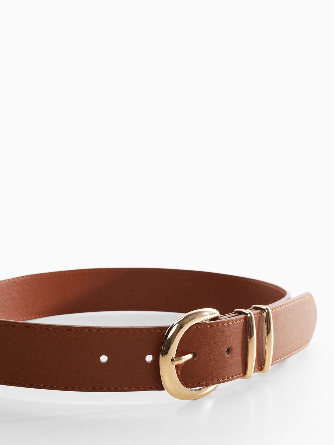 Mango Buckle Detail Belt, Brown at John Lewis & Partners