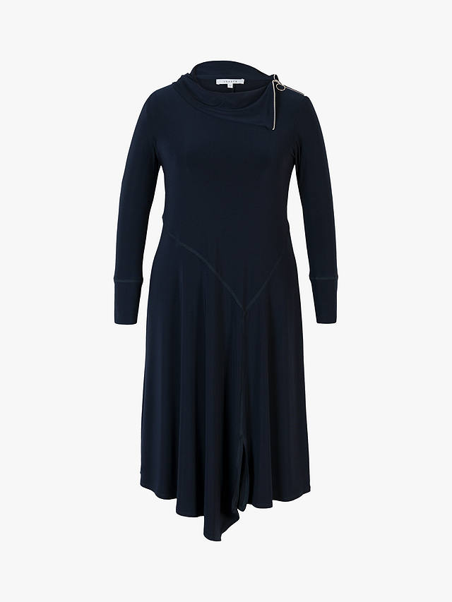 chesca Shoulder Zip Midi Dress, Navy