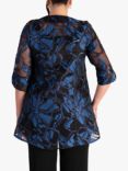 chesca V-Neck Organza Metallic Embellishment Shirt, Blue/Black