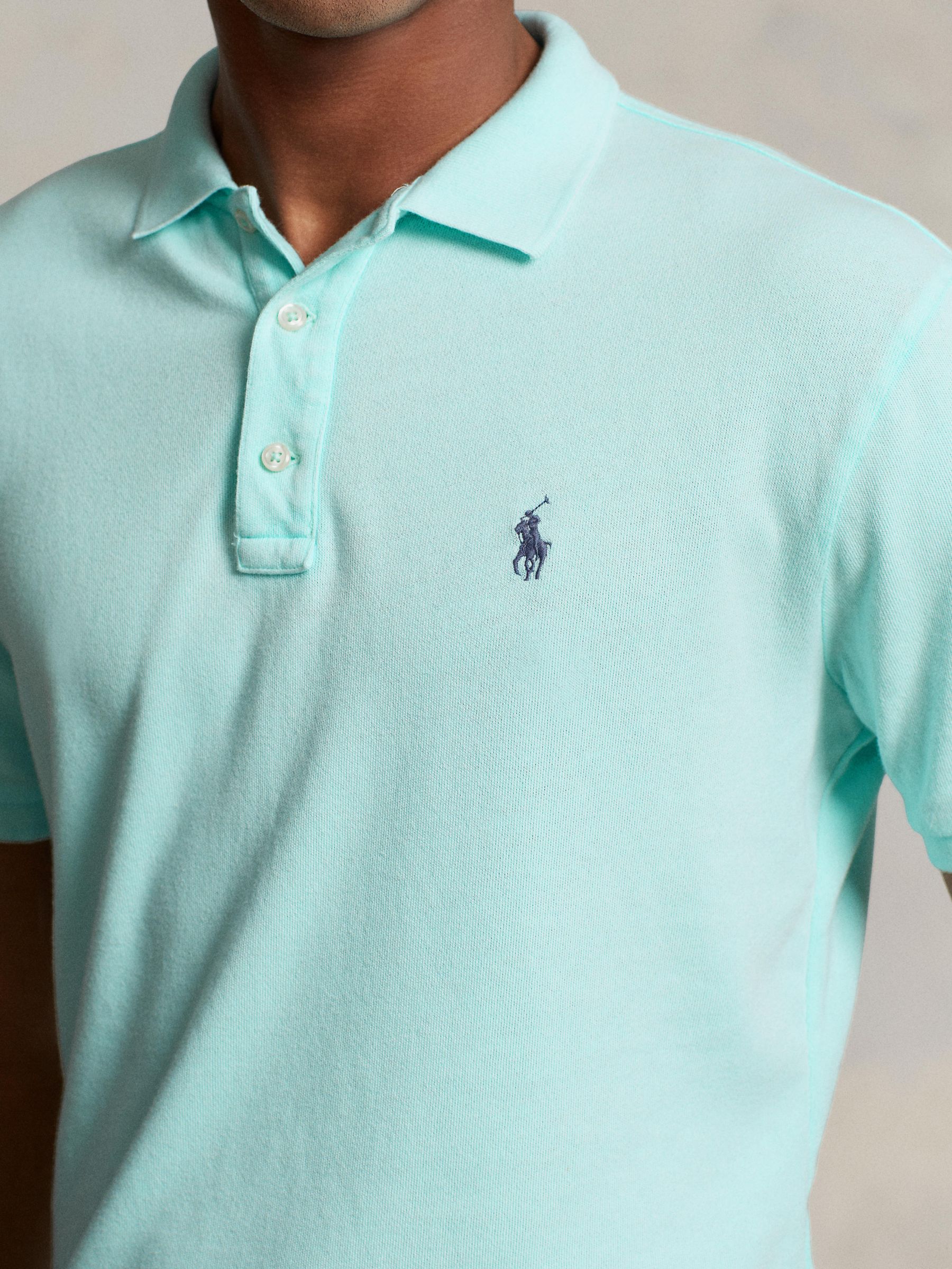 Polo Ralph Lauren Custom Slim Spa Terry Polo Shirt, Island Aqua at John  Lewis & Partners