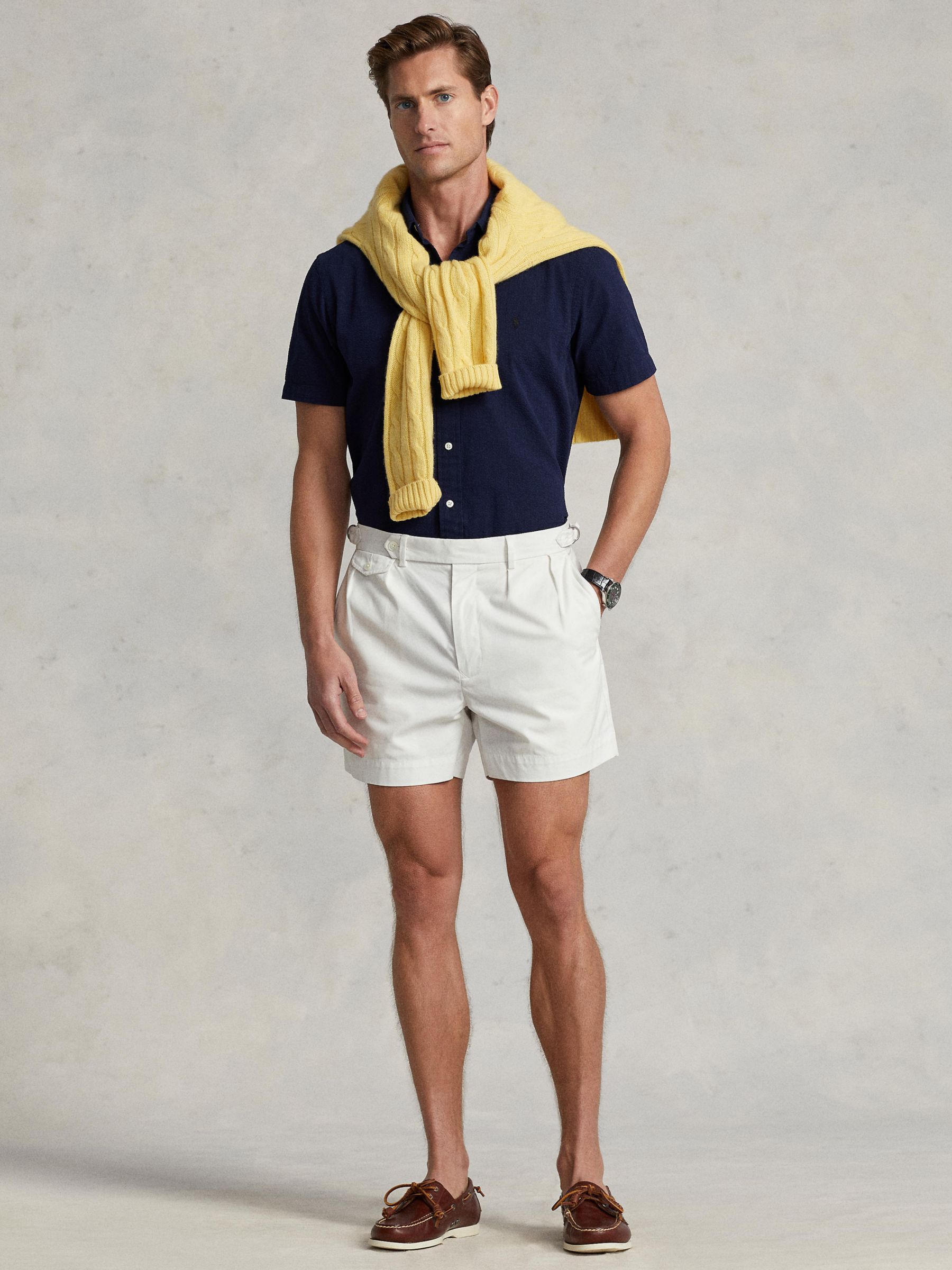 Polo Ralph Lauren Cotton Short Sleeve Shirt, Astoria Navy at John Lewis &  Partners