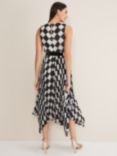 Phase Eight Laurel Check Midi Pleat Dress, Black/White