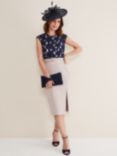 Phase Eight Zita Lace Sleeveless Knee Length Dress, Latte/Navy