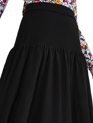 Phase Eight Laina Yoke Detail Midi Skirt, Black