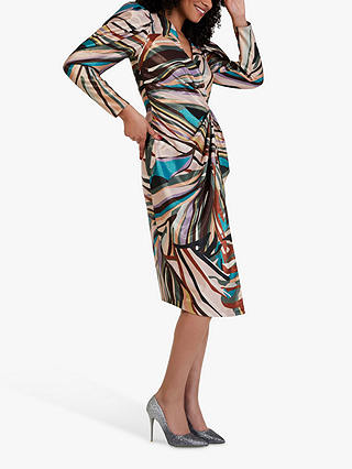 Closet London Velvet Stripe Wrap Midi Dress, Multi