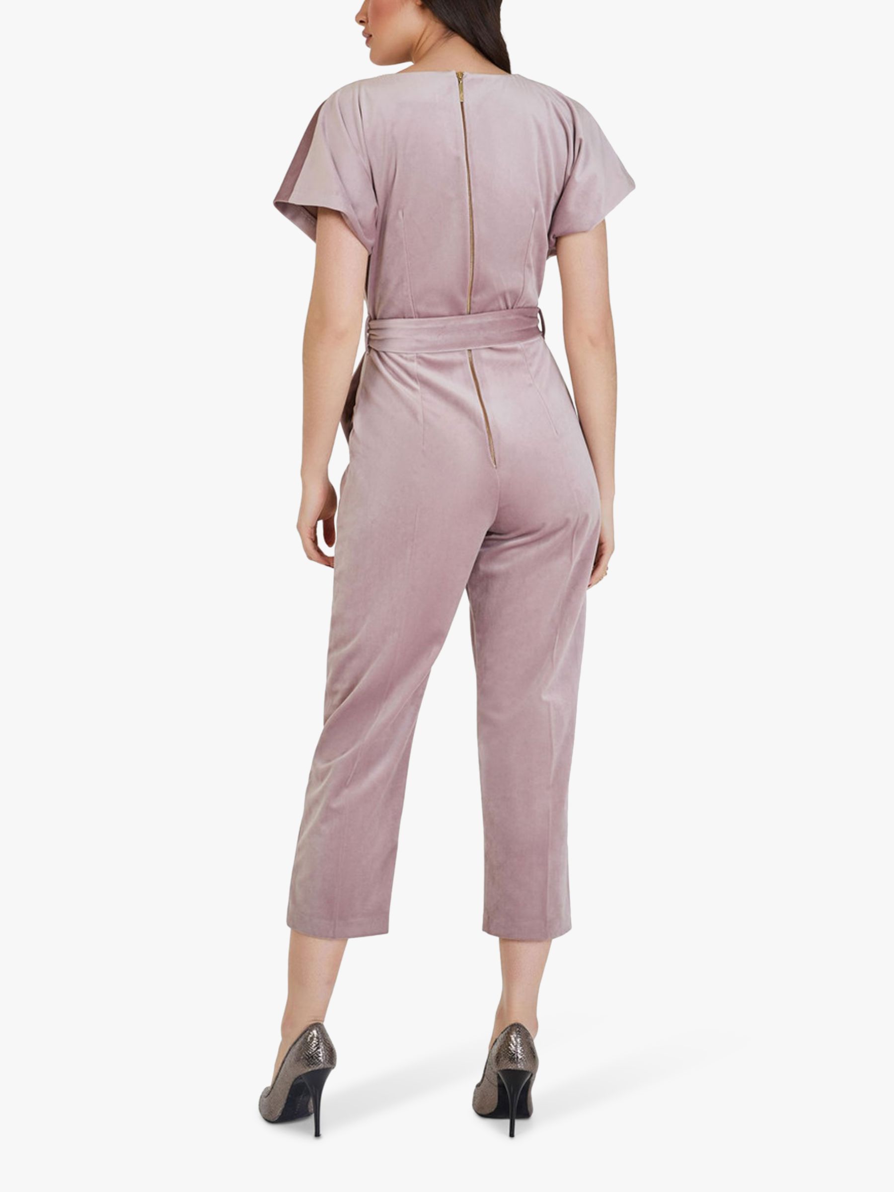 Closet London Velvet Wrap Crop Jumpsuit, Pink, 8