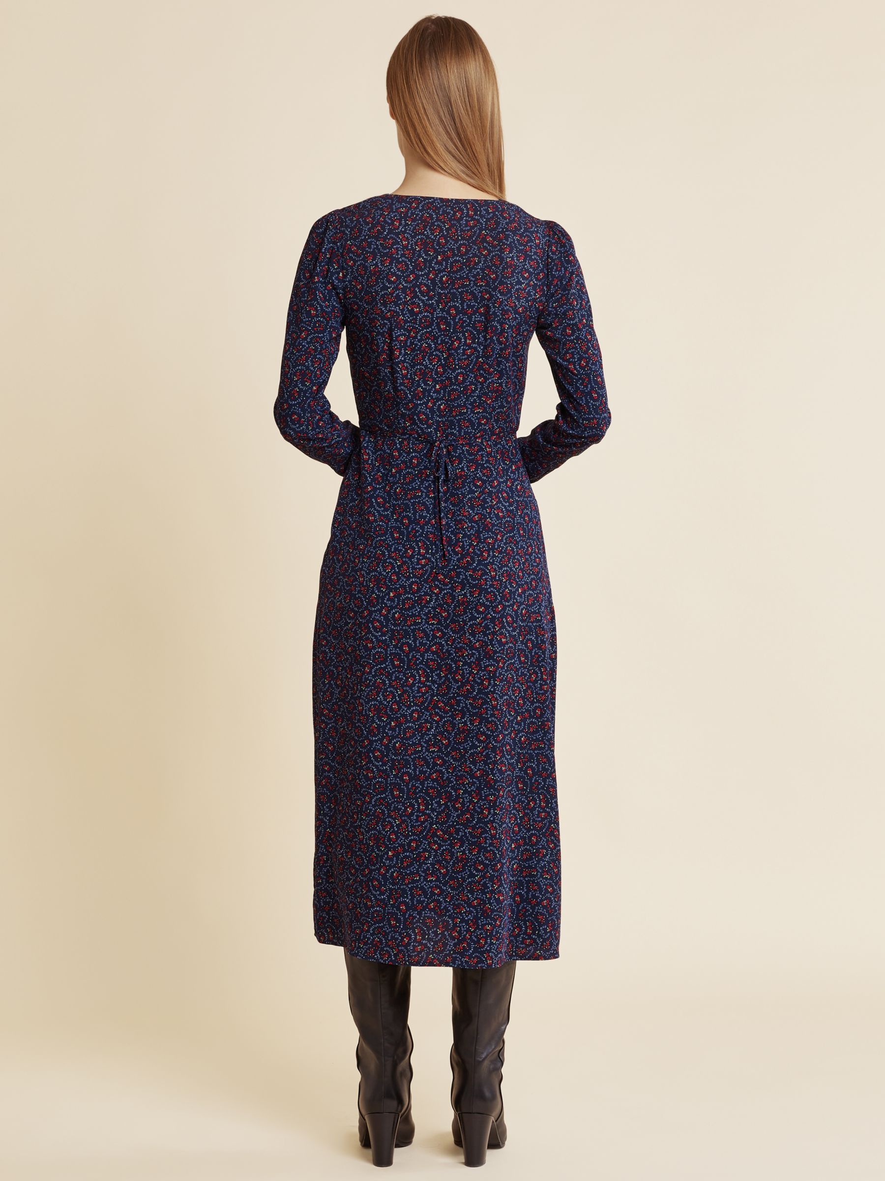 Buy Albaray Vintage Rose Shirred Shoulder Dress, Navy/Multi Online at johnlewis.com
