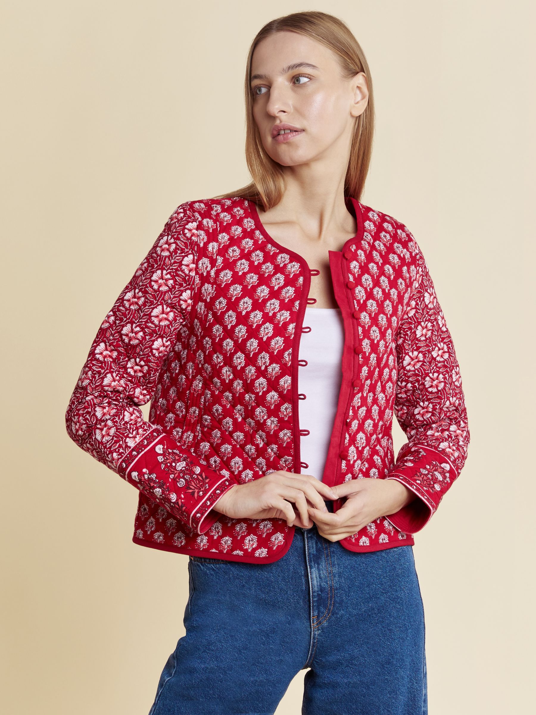 Albaray Printed Quilted Jacket, Red, 8