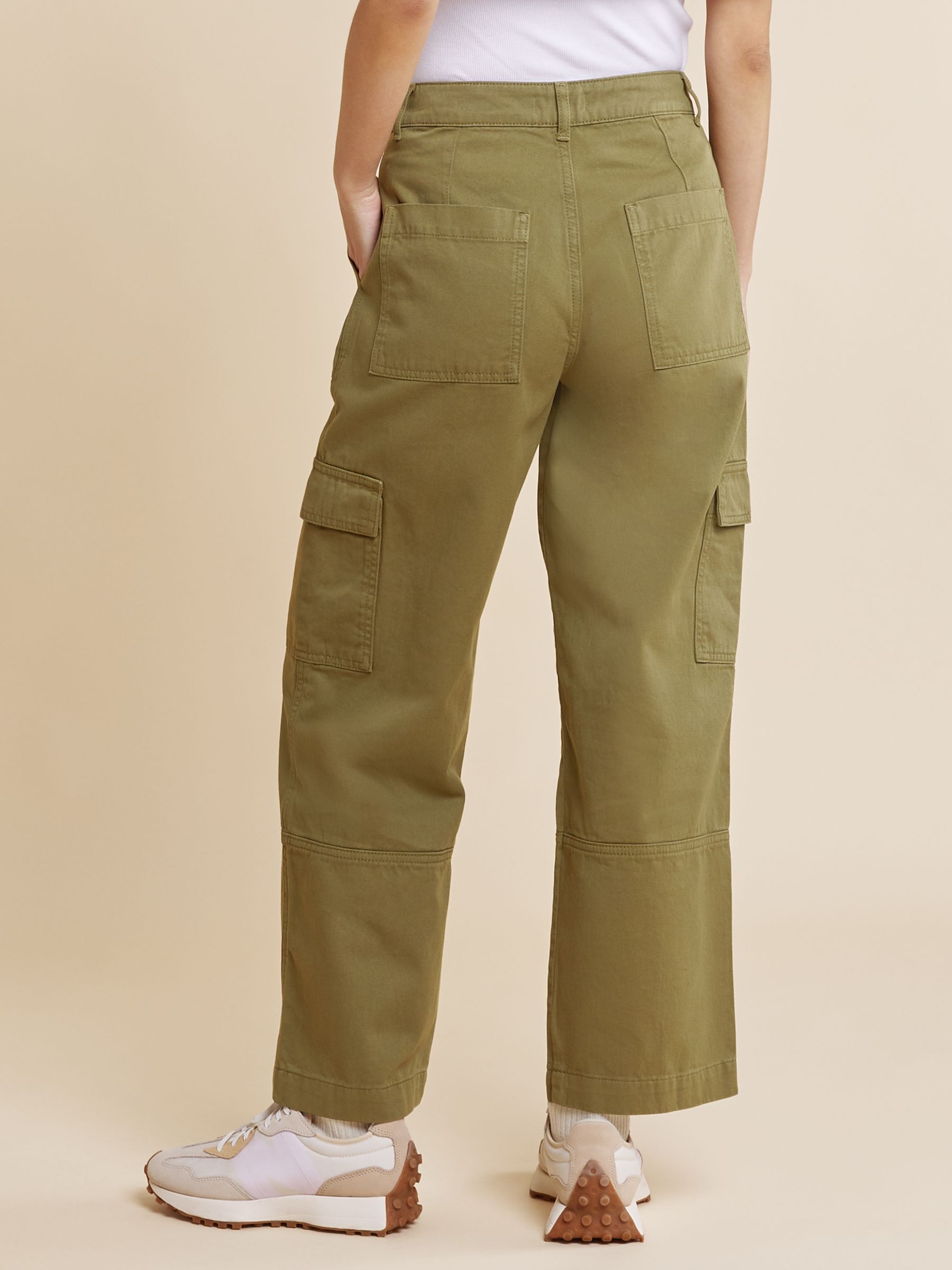 Albaray Military Pocket Organic Cotton Trousers, Olive at John Lewis ...