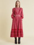 Albaray Paisley Mix Print Midi Dress, Red/Multi