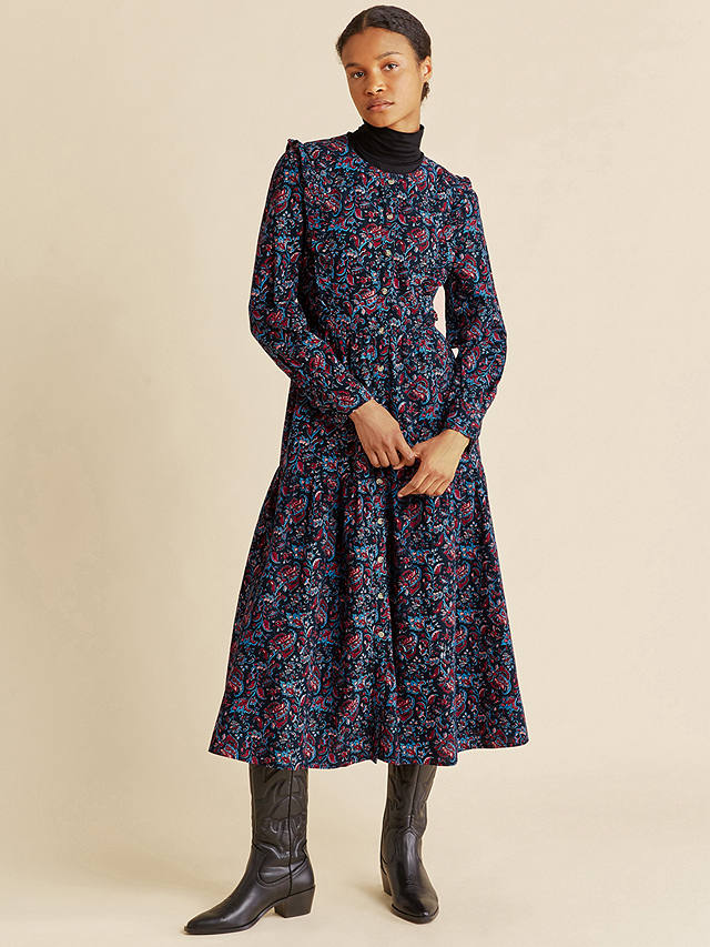 Albaray Paisley Cotton Dress, Blue/Multi