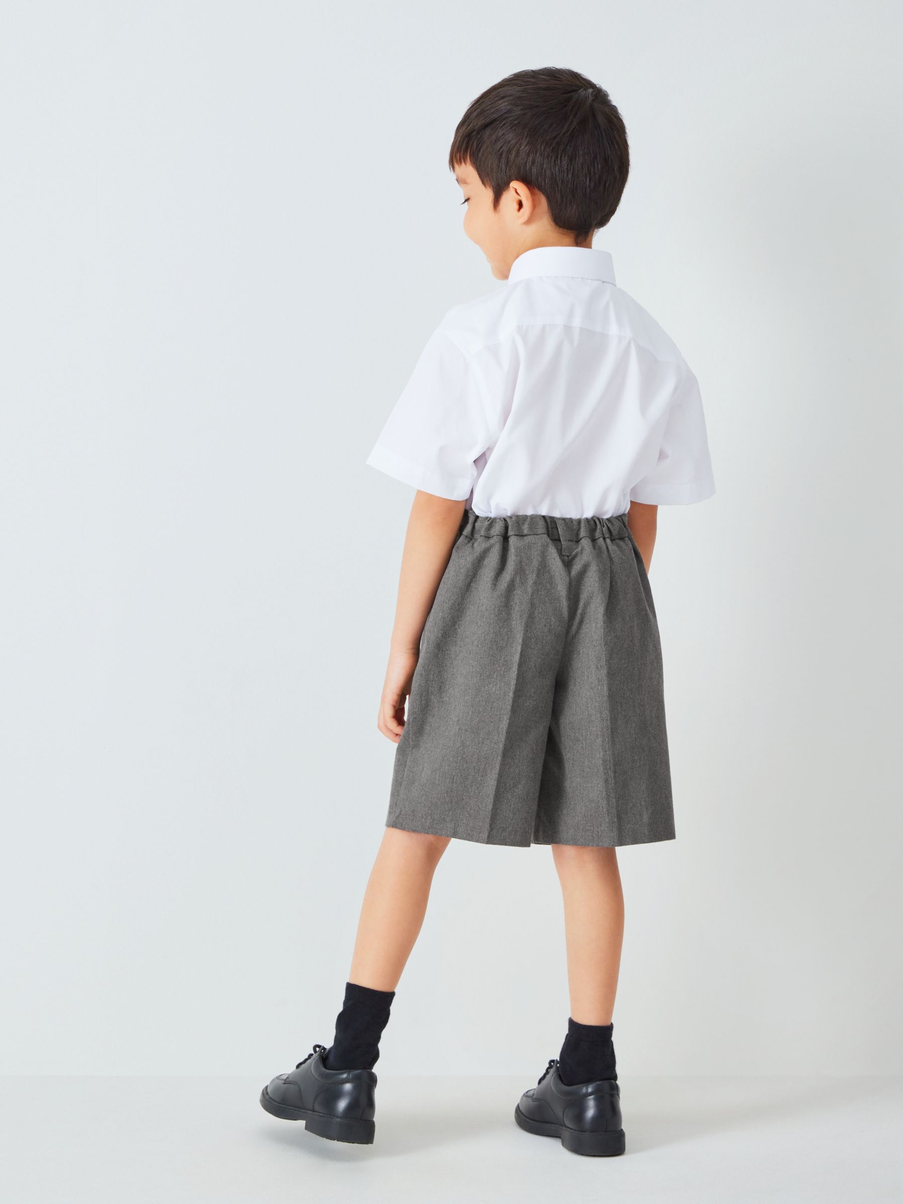 John Lewis Boys' Adjustable Waist Cotton School Shorts, Grey, Mid Grey, 3  years