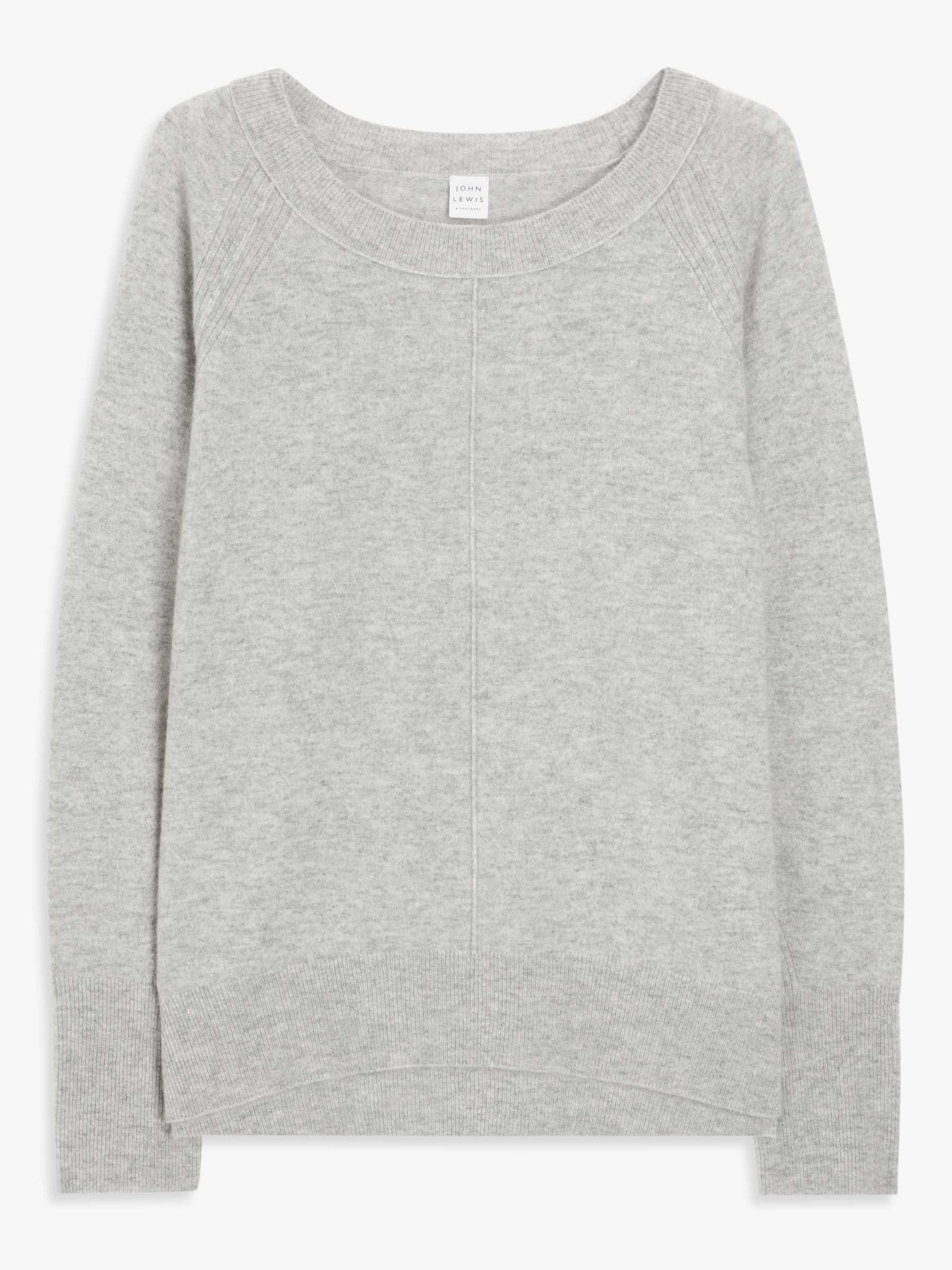 John Lewis Cashmere Raglan Sleeve Jumper, Grey at John Lewis & Partners