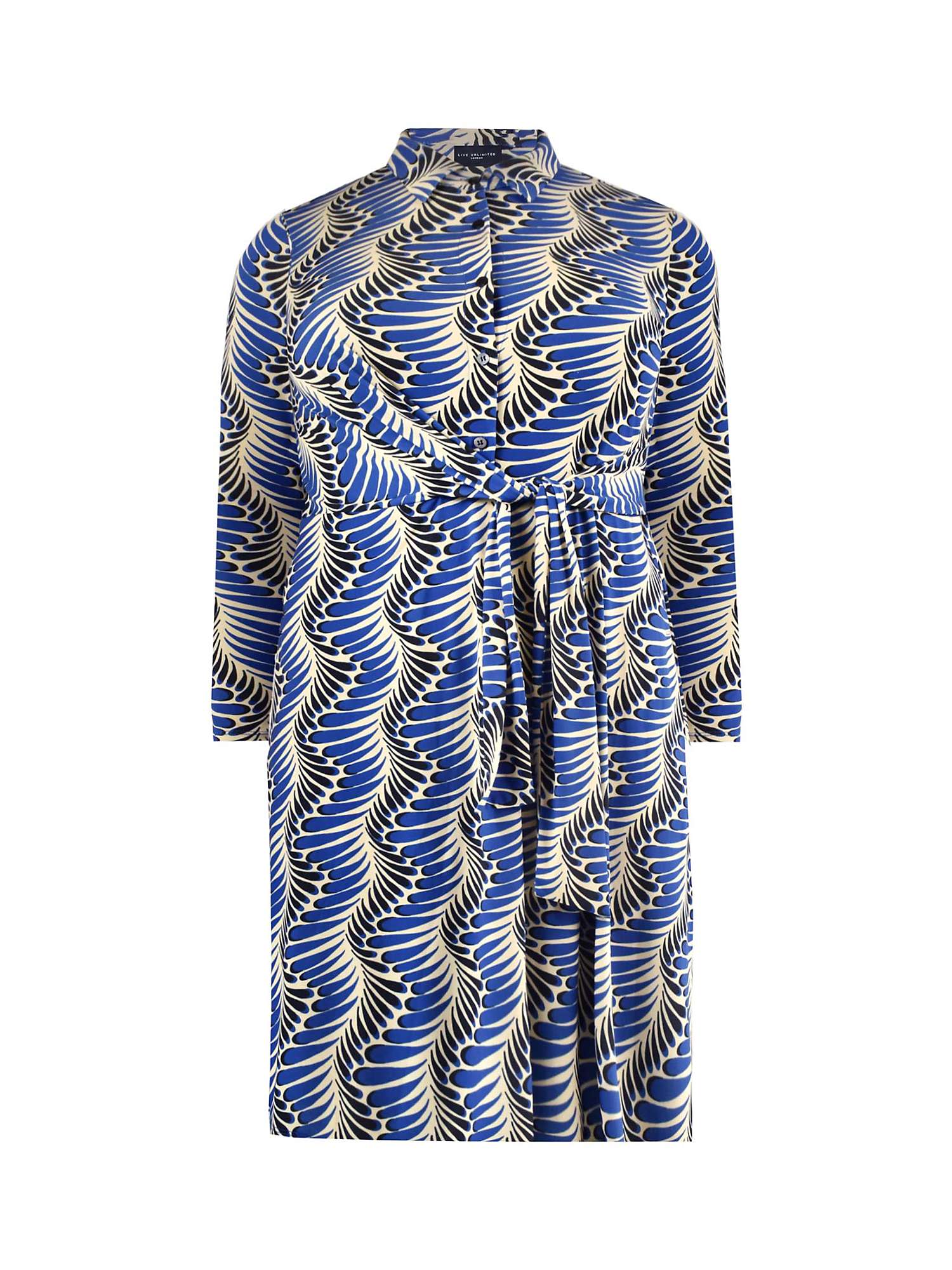 Buy Live Unlimited Feather Print Shirt Dress, Blue/Ivory Online at johnlewis.com