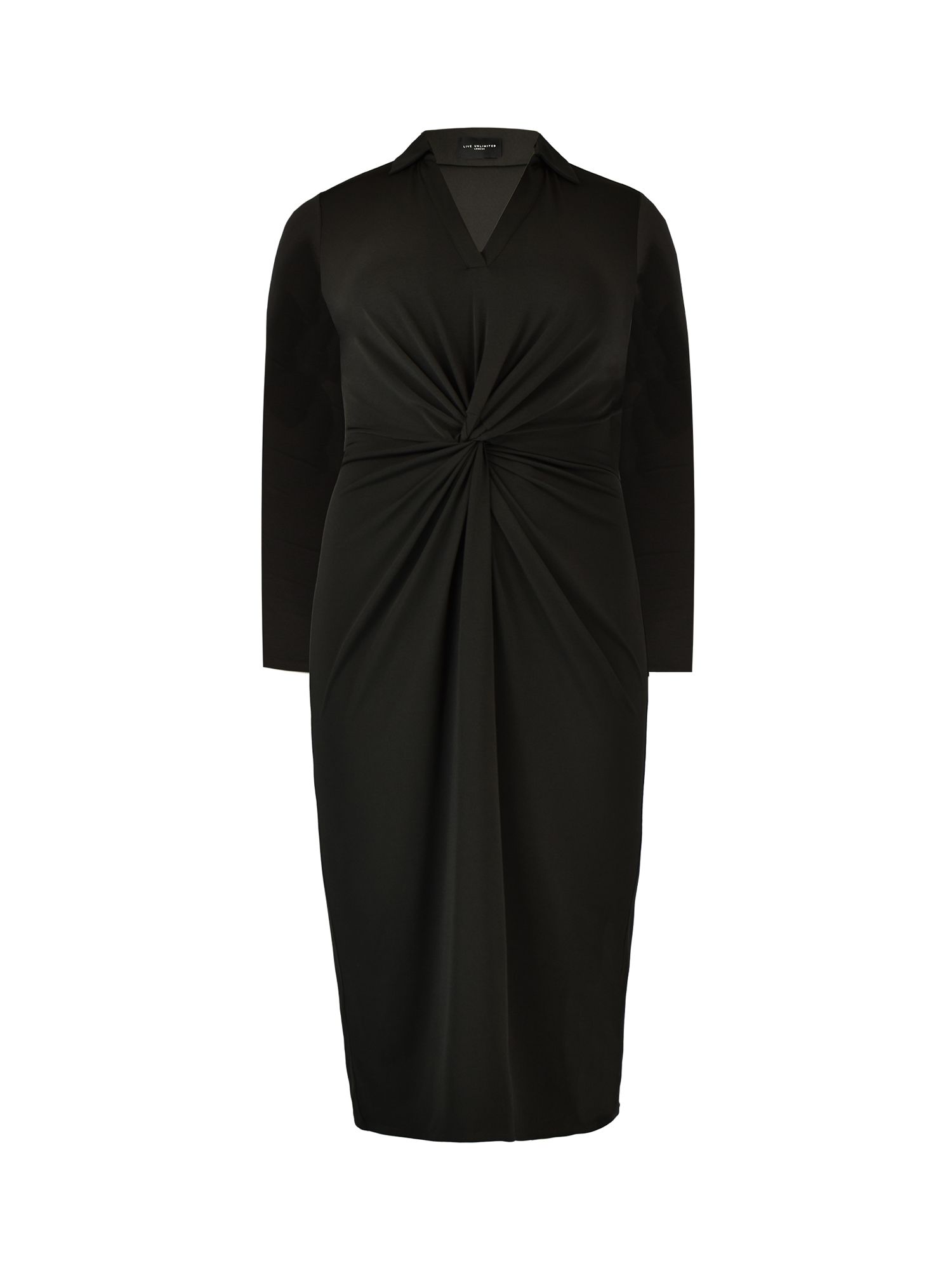 Buy Live Unlimited Twist Front Midi Jersey Dress, Black Online at johnlewis.com