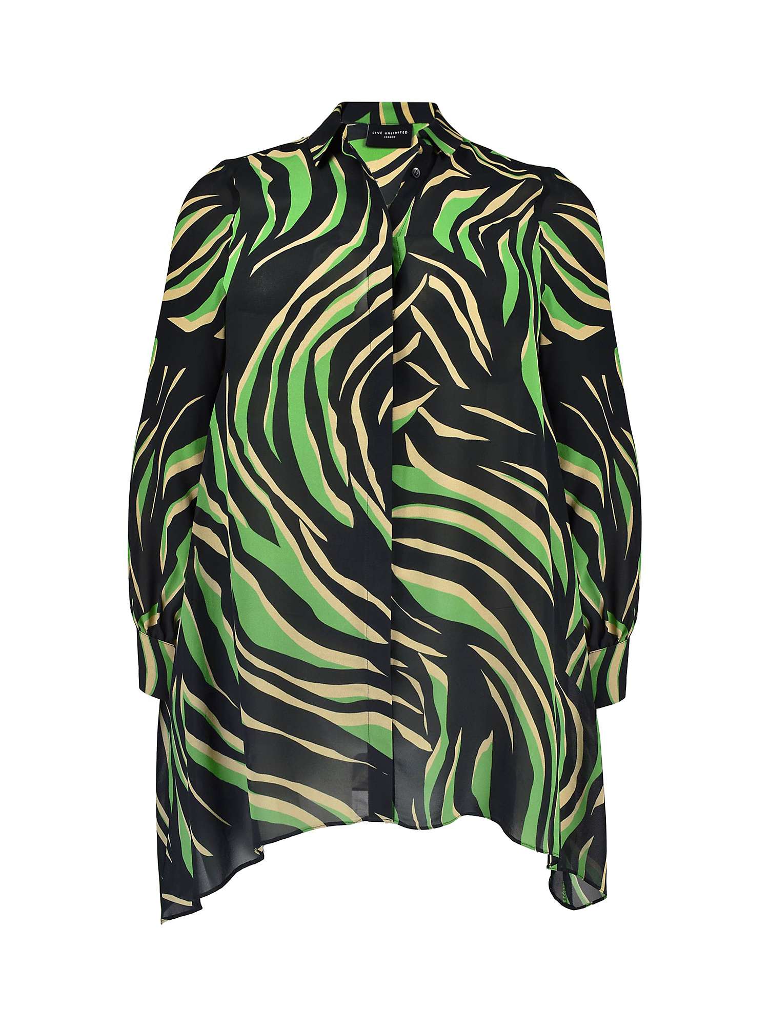 Buy Live Unlimited Curve Zebra Print Long Shirt, Green/Multi Online at johnlewis.com