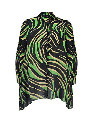 Live Unlimited Curve Zebra Print Long Shirt, Green/Multi