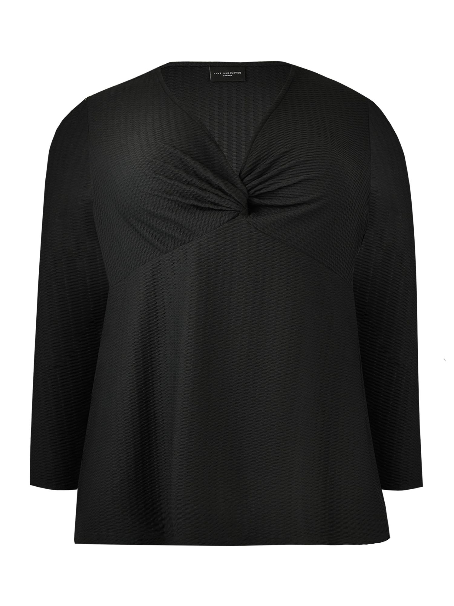 Live Unlimited Textured Twist Front Jersey Top, Black, 12