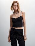 Mango Corsica Sweetheart Neck Crop Top, Black