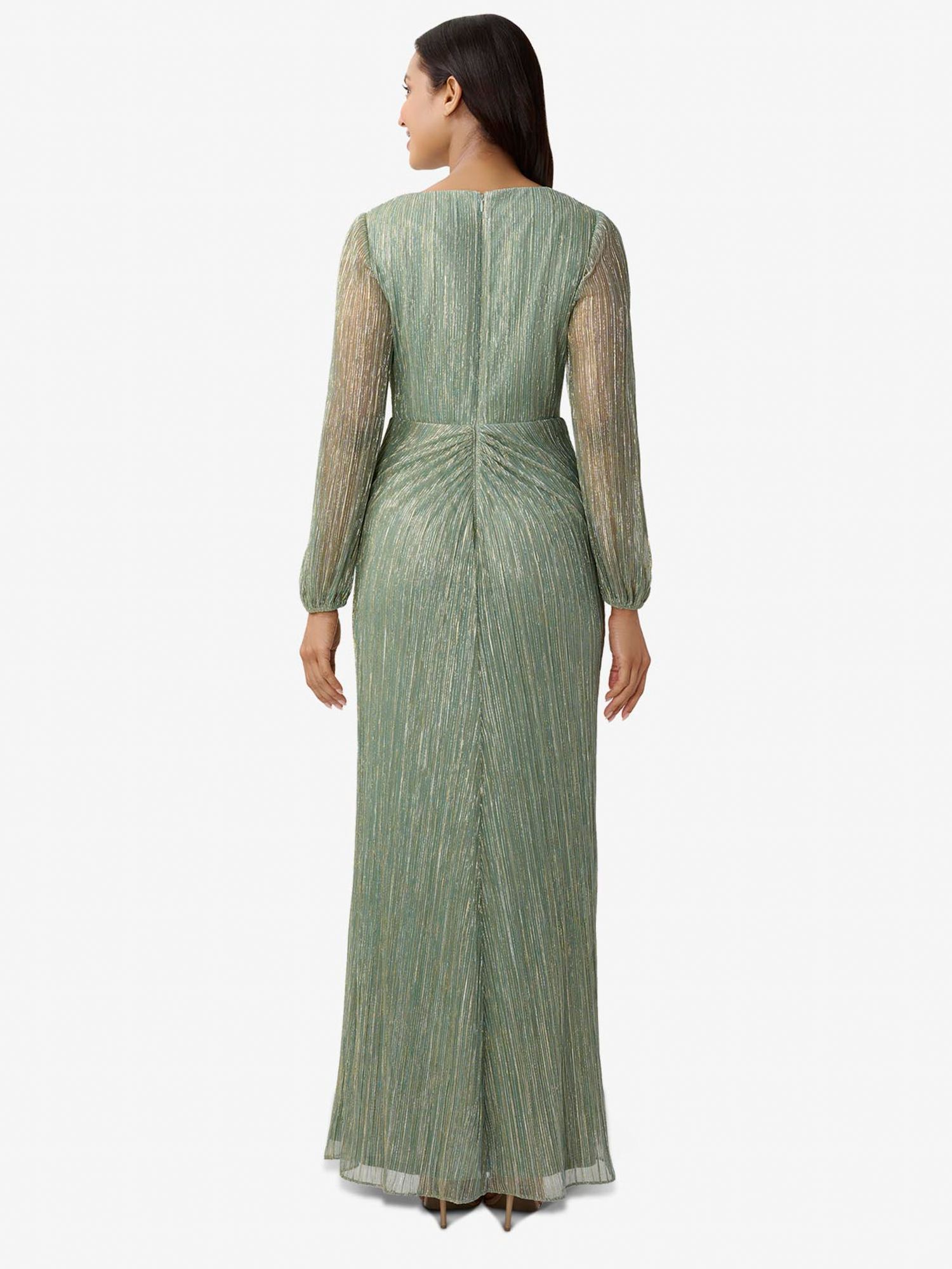 Buy Adrianna Papell Metallic Mesh Draped Gown, Green Slate Online at johnlewis.com