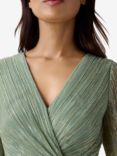 Adrianna Papell Metallic Mesh Draped Gown, Green Slate