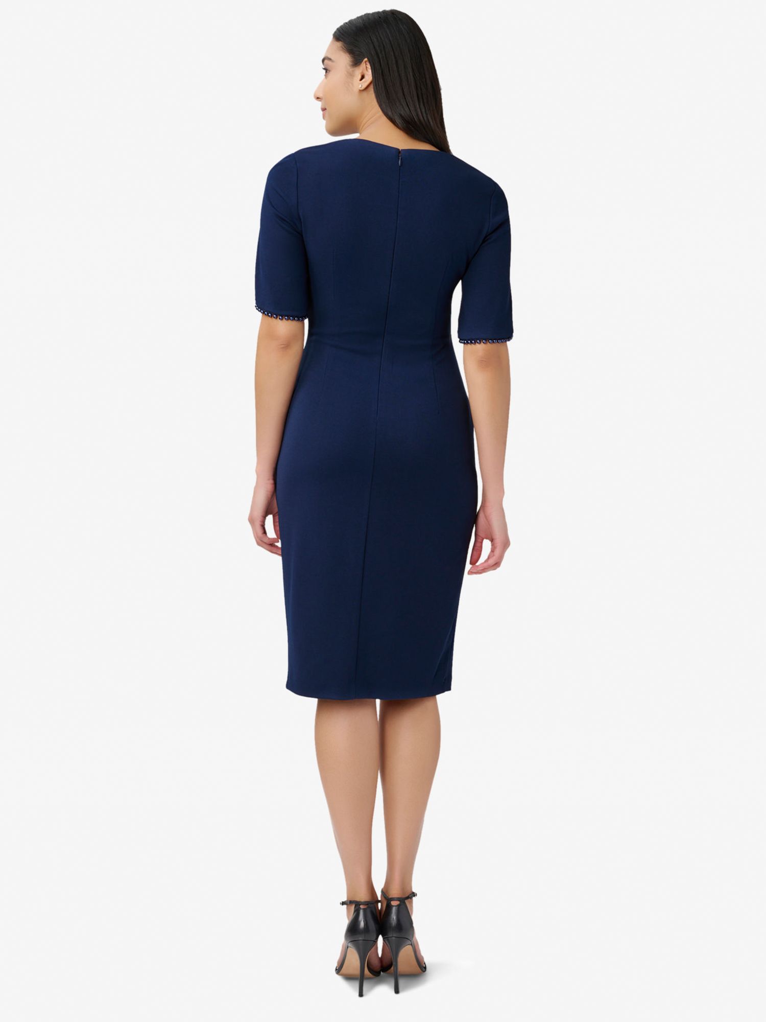 Buy Adrianna Papell Knit Crepe Pearl Trim Knee Length Dress Online at johnlewis.com