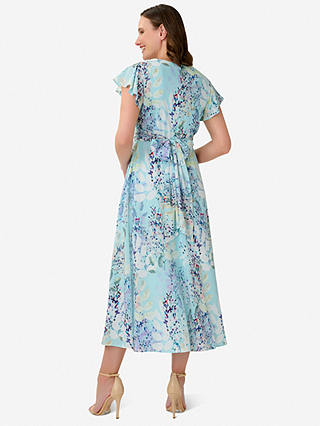 Adrianna Papell Floral Printed Midi Dress, Light Blue Multi