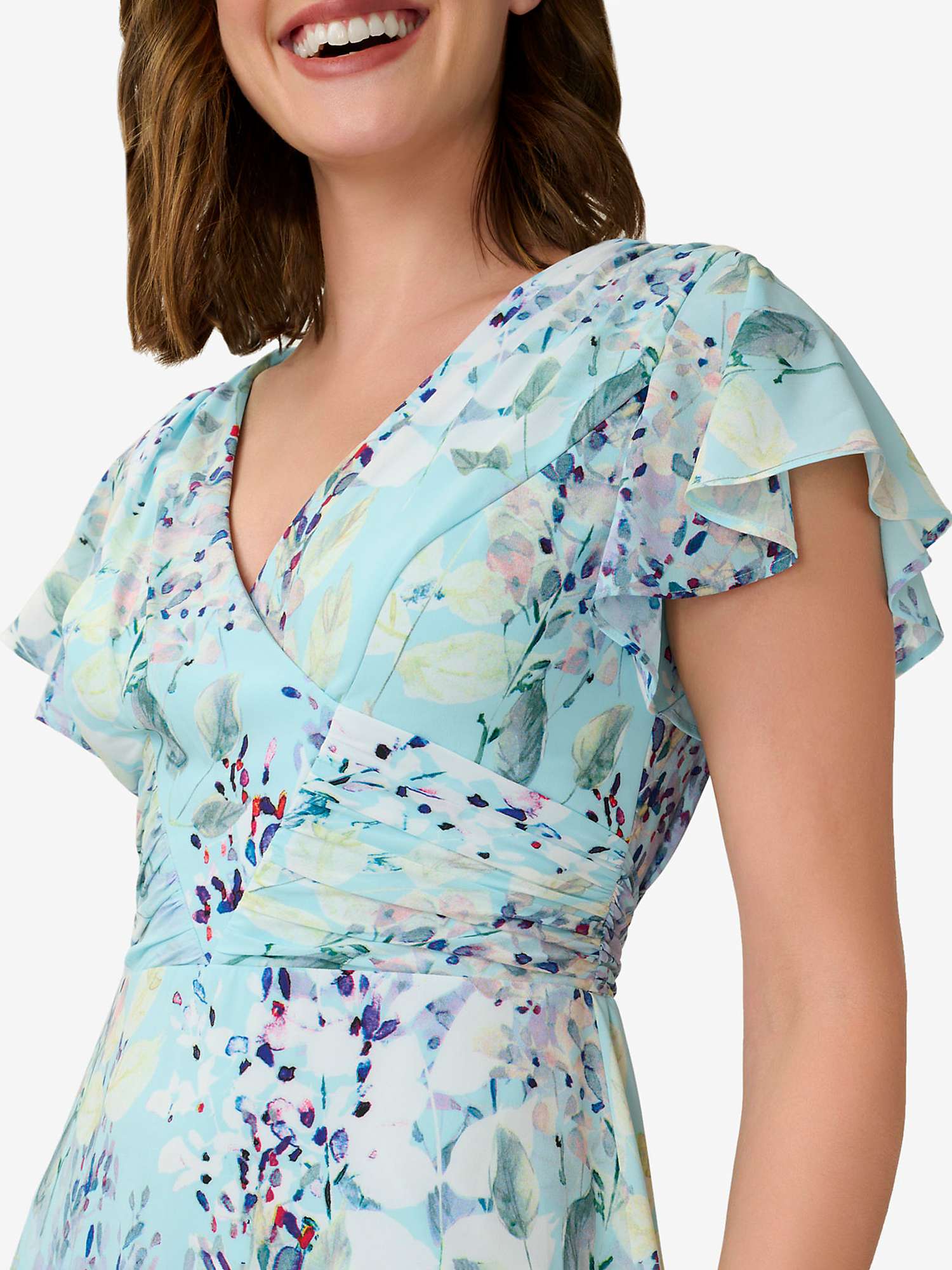 Buy Adrianna Papell Floral Printed Midi Dress, Light Blue Multi Online at johnlewis.com