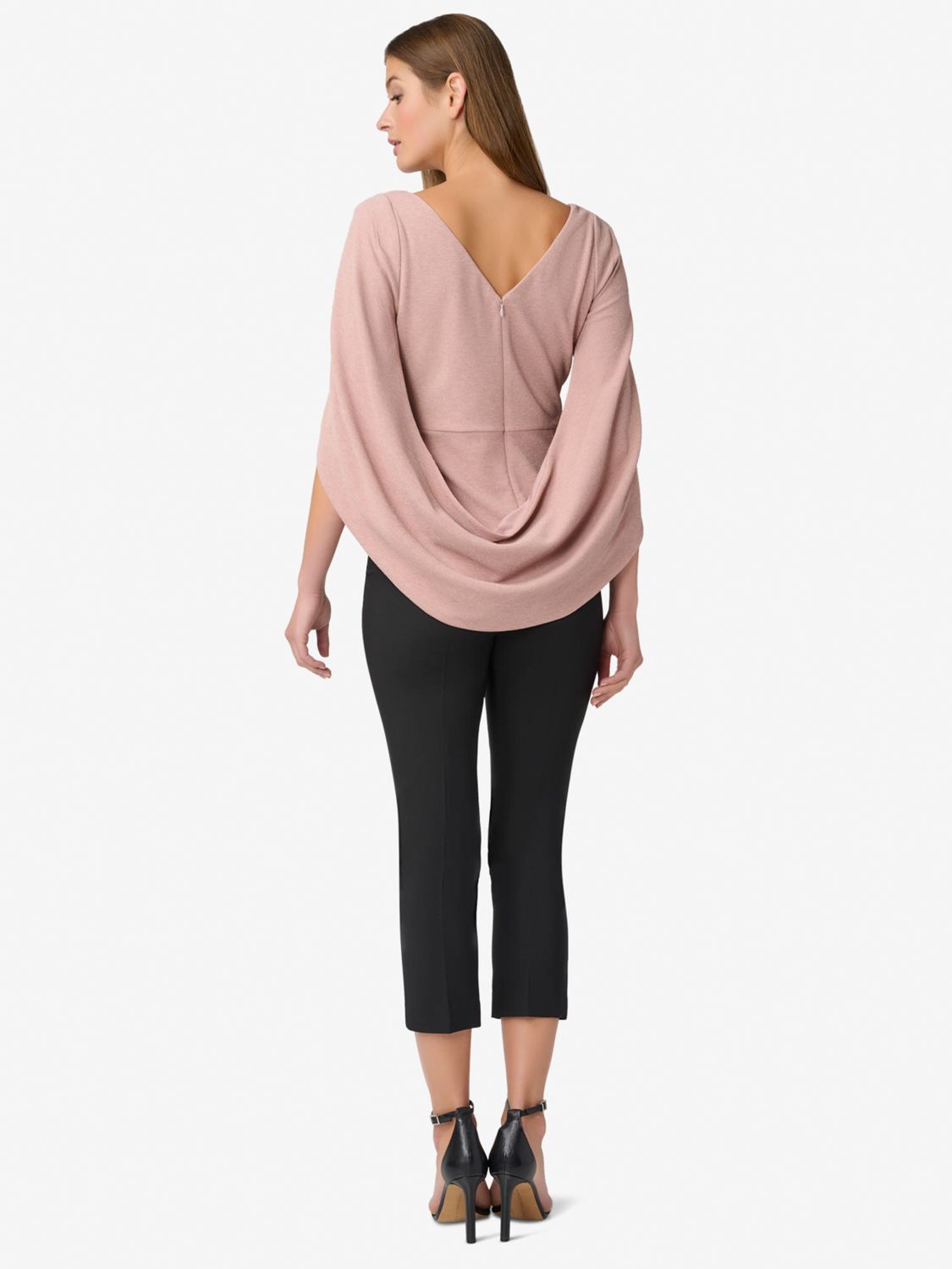 Adrianna Papell Metallic Knit Cowl Back Top Blush 6