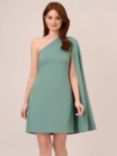 Adrianna Papell One Shoulder Cape Mini Dress, Green Slate