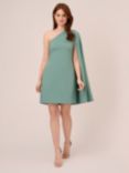 Adrianna Papell One Shoulder Cape Mini Dress, Green Slate